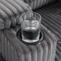 HOMCOM 2 Seater Sofa Bed, Pull Out Sleeper Sofa w/ Adjustable Backrest, Storage Armrests, Cup Holders, Side Pockets, Dark Grey(m-12)
