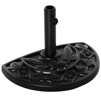 Outsunny Demi-Pied Parasol Noir Motif Fleurs HDPE Ø48mm