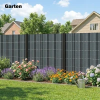 Outsunny Sichtschutzstreifen 4er Set Kunststoff UV-beständiger wasserdichter Sichtschutz mit Befestigungsclips 140 m x 19 cm Grau(m-7)
