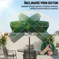 Outsunny Umbrela pentru Gradina 2x2.4 m, Umbrela Dreptunghiulara(m-6)