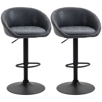 HOMCOM 2er-Set Barhocker, höhenverstellbar, 360-Grad-Schwenk-Design, 57 cm x 50 cm x 84-104cm, Grau(m-12)