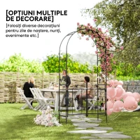 Outsunny Arc de Grădină cu Poartă, Spalier pentru Plante Cățărătoare din Metal, 2,2x1 m, Negru(m-7)