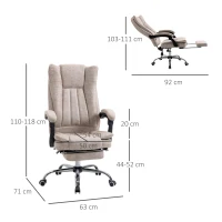 Vinsetto Cadeira de Escritório Giratória com Função de Reclinamento Apoio para Pés Poltrona Ajuste de Altura Cadeira de Mesa Microfibra Plástico Metal Nylon Bege+Preto+Prata 63 x 71 x 110-118 cm(m-3)