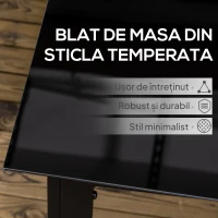 Outsunny Masă de Grădină cu Blat din Sticlă Securizată 150x90 cm pentru 6 Persoane, Masă de Luat Prânzul pentru Exterior, Dreptunghiulară, din Aluminiu, pentru Terasă, Balcon, Neagră(m-4)