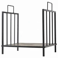 Outsunny Suport pentru lemne de foc, greutate maximă 25kg, pentru interior și exterior, cu 2 mânere, din metal, 44.5x33x46.5 cm, negru(m-11)