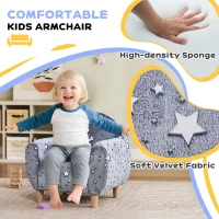 AIYAPLAY Kids Armchair, Glow in the Dark Chair with Star Design for Bedroom, Playroom, Kids Room, Grey(m-5)