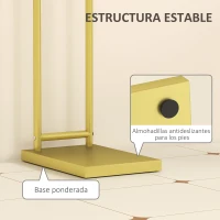 HOMCOM Toallero de Pie con 2 Barras y Marco Metálico Toallero de Baño Moderno en Forma de L 35,5x20x78 cm Dorado(m-6)