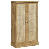 HOMCOM Armario Despensa Cocina con 2 Puertas de Ratán y 16 Estantes Alacena Moderna con Estantes Ajustables 60x30x104cm Natural(m-11)