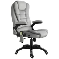 Vinsetto Cadeira de Escritório com Função de Massagem Cadeira Executiva Ergonômica com Aquecimento Função Reclinável Função de Balanço Altura Ajustável Giratória 360° Cadeira para Computador com Bolso Lateral Visual de Veludo Cinza(m-6)