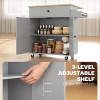 HOMCOM Kitchen Island with Drop Leaf, Rolling Kitchen Storage Trolley on Wheels with Drawer, Spice Rack and Towel Rack, Grey(m-6)