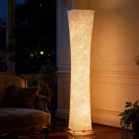 HOMCOM Luminária de pé com abajur efeito papel, interruptor de pé, 3 níveis de brilho, branco(m-4)