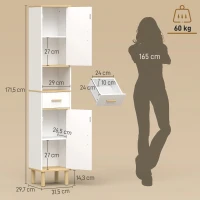 HOMCOM Armadietto 172 cm, Mobile Bagno con Cassetto e Ripiani Regolabili, Bianco(m-3)