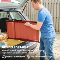 Outsunny Lot de 2 bain de soleil, chaise longue pliante avec appuie-tête en textilène inclinable 60 x 100 x 85 cm, rouge brique(m-4)