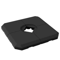 Outsunny Schirmgewicht, 4-tlg. Schirmständer, mit 80 kg Wasser oder 120 kg Sand befüllbar, HDPE, Schwarz, 100 x 100 x 9,5 cm(m-11)