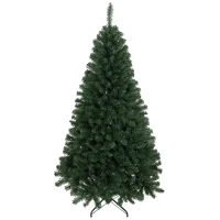HOMCOM Albero di Natale 180 cm Artificiale con 888 Rami Ignifughi, Base in Metallo Pieghevole, Verde(m-1)