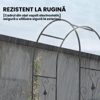Outsunny Arc de Grădină cu Poartă, Spalier pentru Plante Cățărătoare din Metal, 2,2x1 m, Negru(m-5)