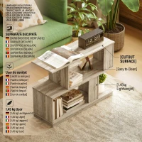 HOMCOM Măsuță de Cafea Modernă în Formă de S cu 3 Rafturi pentru Living și Salon, 90x30x61 cm, Lemn(m-7)