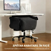 HOMCOM Scaun de Birou Rabatabil cu Suport pentru Picioare, Spătar Înalt, Înălțime Reglabilă și Roți, Negru(m-9)