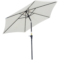 Outsunny Ombrellone da Giardino 2.6x2.4 m con Manovella e Testa Inclinabile, in Alluminio e Poliestere Beige e Nero