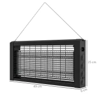 HOMCOM Lampada Antizanzare per Interno 8W con Catenella e Rete di Protezione, 49x6x25 cm, Nero(m-3)