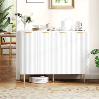HOMCOM Sideboard Buffet Cabinet, Modern Kitchen Storage Cabinet with Adjustable Shelves and Metal Legs, White(m-2)