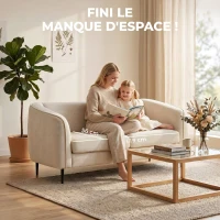 HOMCOM Canapé 2 places en velours, canapé de salon moderne 160 cm, assise large rembourrée, coussin épais à ressorts, beige(m-4)
