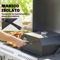 Outsunny Forno per Pizza a Legna Portatile con Pietra in Cordierite e Termometro, in Metallo, 53x40x18.5 cm, Nero(m-6)