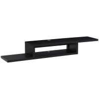 HOMCOM Floating TV Unit, Wall Mounted TV Stand with Open Shelf and 2 Cable Holes, Entertainment Unit for Living Room, Black(m-10)