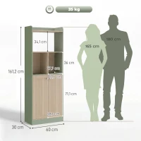 HOMCOM Bibliothèque à 5 niveaux, meuble de rangement, étagère à livres avec 2 portes, 60 x 30 x 161,2 cm vert et bois naturel(m-3)