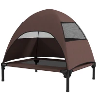 PawHut Cama para Cães Exterior com Dossel Cama Elevada para Cães de Porte Médio 76x61x71 cm Café(m-6)