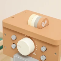 AIYAPLAY Set Mașină de Cafea din Lemn pentru Copii de la 3 Ani cu Accesorii, Maro(m-8)