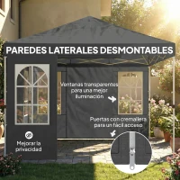 Outsunny Carpa Plegable 3x3 m Pop-up con UPF50+ 4 Laterales Desmontables Altura Ajustable y Bolsa de Transporte Gris Oscuro(m-8)
