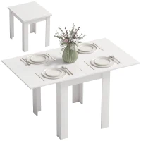 HOMCOM Masă de Dining Extensibilă pentru 4-6 Persoane din PAL și Oțel, 140 x 80 x 77,5 cm, Alb cu Efect de Lemn(m-10)
