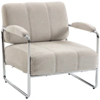 HOMCOM Poltrona Salotto e Poltroncina Camera da Letto in Ciniglia Morbida, Beige(m-11)