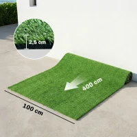 Outsunny Kunstrasen 100x400cm selbstentwässernd Outdoor Teppich mit 10mm Höhe Grün(m-3)