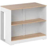 HOMCOM Table de bar, table haute cuisine à 3 niveaux 2 compartiments ouverts, plateau effet bois naturel 113 x 60 x 90 cm blanc(m-1)
