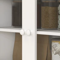 HOMCOM Armário de cozinha estilo rústico, 1 vitrine, 1 prateleira aberta, 1 gaveta, 2 armários, natural + branco(m-5)