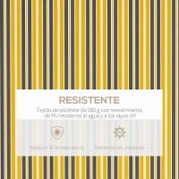 Outsunny Toldo para Balcón 350x250 cm con Manivela de Metal Impermeable y Anti-UV para Jardín Terraza Ventanas Gris y Amarillo(m-4)