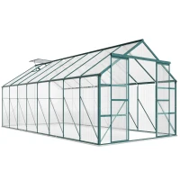 Outsunny Serra da Giardino in Policarbonato, Metallo e Alluminio, Anti-UV e Antivento, 244x500x216cm, Verde(m-1)