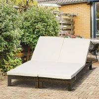 Outsunny Conjunto de 2 Tumbonas de Jardín Tumbonas de Ratán Reclinable en 5 Posiciones para Terraza Patio 196x60x22 cm Marrón(m-10)