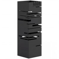 HOMCOM Paragüero Metálico con 4 Ganchos y Bandeja de Goteo Extraíble para Entrada Oficina 15,5x15,5x49 cm Negro