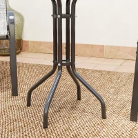 Outsunny Set Mobilier de Grădină din 3 Piese cu Scaune Suprapozabile și Masă din Sticlă, 54x71x93 cm, Gri Închis(m-9)
