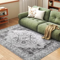 HOMCOM Vintage Area Rug, Non-Slip Washable Rug, Flannel Floor Carpet for Living Room, Bedroom, Dining Room, Home Office, 230 x 160 cm, Grey(m-10)