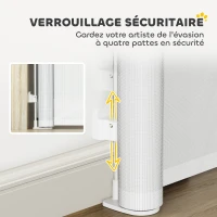 PawHut Barreira retrátil para cães de 0 a 144 cm, barreira para escadas e portas para cão e gato com fecho, branco(m-4)