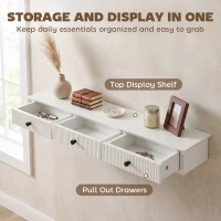 HOMCOM Shelf Wall-Mounted Storage Shelf Shelving Unit MDF 93 x 15 x 10 cm Entryway Kitchen Living Room, White(m-5)