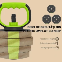 SPORTNOW Set Greutăți pentru Sală 6-în-1 Multifuncțional, Total 25 kg, Plastic și Nisip, 125x18x18 cm, Verde(m-7)
