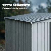 Outsunny Capanno Attrezzi in Metallo 1.5x2m con Base, Porta Scorrevole e Tetto Inclinato, Bianco(m-6)