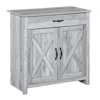 HOMCOM Aparador de Cocina Buffet para Salón con 1 Cajón 2 Puertas y Estante Interior Ajustable Mueble Auxiliar Decorativo para Comedor 80x39,7x80 cm Gris(m-11)