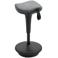 Vinsetto Bürohocker mit Schwenkfunktion, ergonomischer Hocker, höhenverstellbar 65,5-83,5 cm 120° neigbar Grau(m-12)