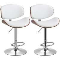 HOMCOM Lot de 2 chaises de bar tabouret hauteur réglable revêtement synthétique 53 x 52 x 92-112 cm blanc